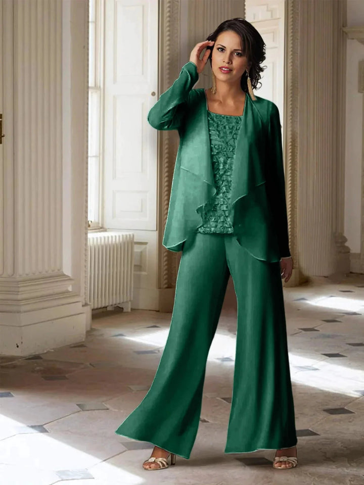 Chiffon Long Sleeves Mother of the Bride Pantsuits with Jacket by Dreamylily