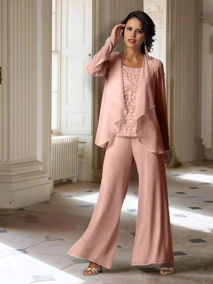 Chiffon Long Sleeves Mother of the Bride Pantsuits with Jacket by Dreamylily