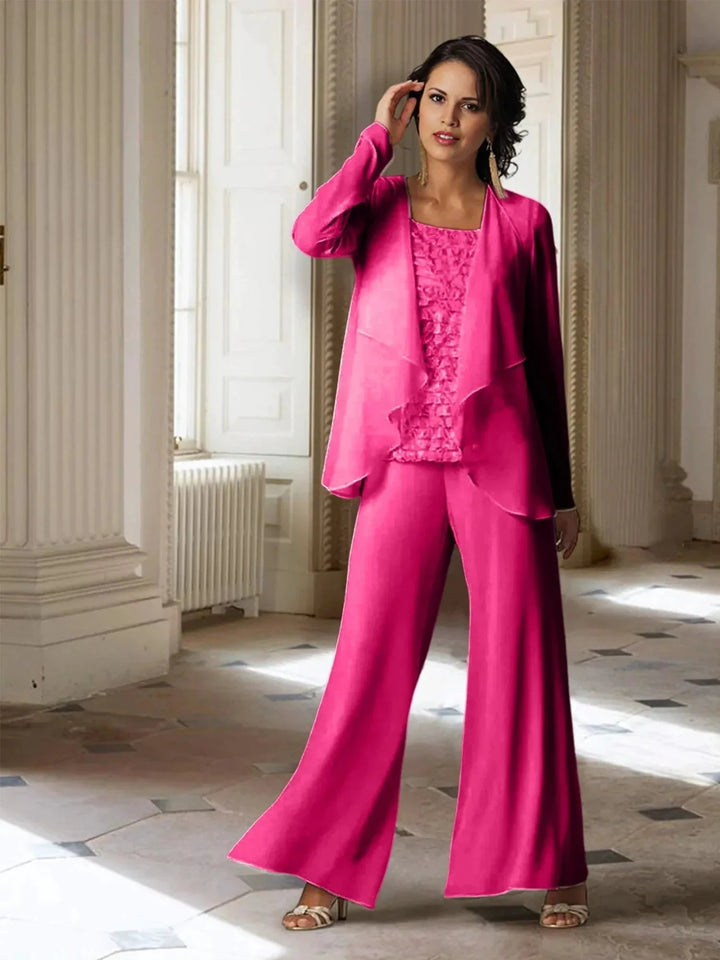 Chiffon Long Sleeves Mother of the Bride Pantsuits with Jacket by Dreamylily