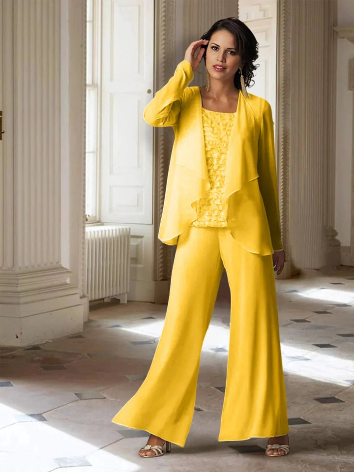 Chiffon Long Sleeves Mother of the Bride Pantsuits with Jacket by Dreamylily