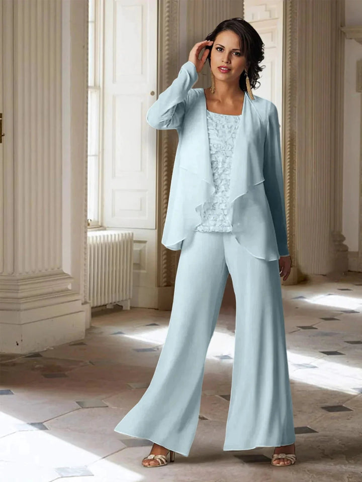 Chiffon Long Sleeves Mother of the Bride Pantsuits with Jacket by Dreamylily
