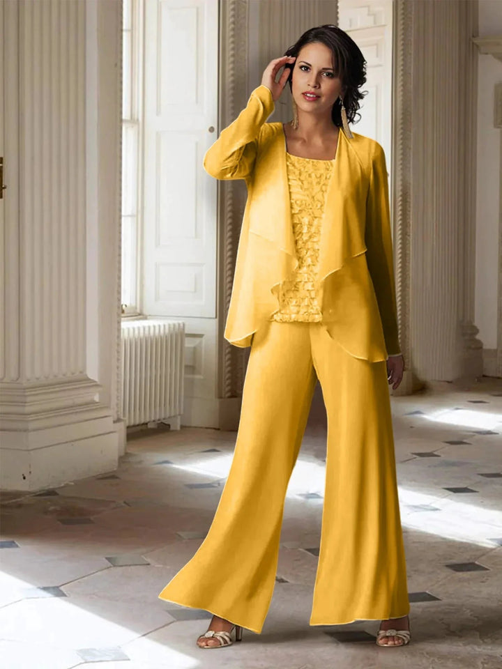 Chiffon Long Sleeves Mother of the Bride Pantsuits with Jacket by Dreamylily