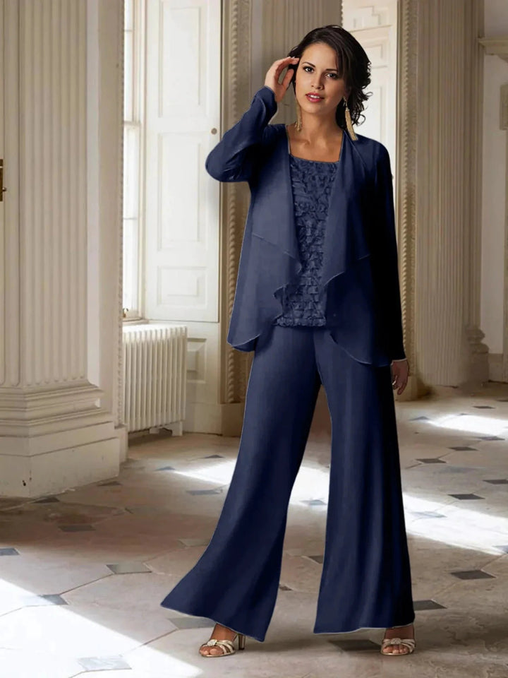 Chiffon Long Sleeves Mother of the Bride Pantsuits with Jacket by Dreamylily
