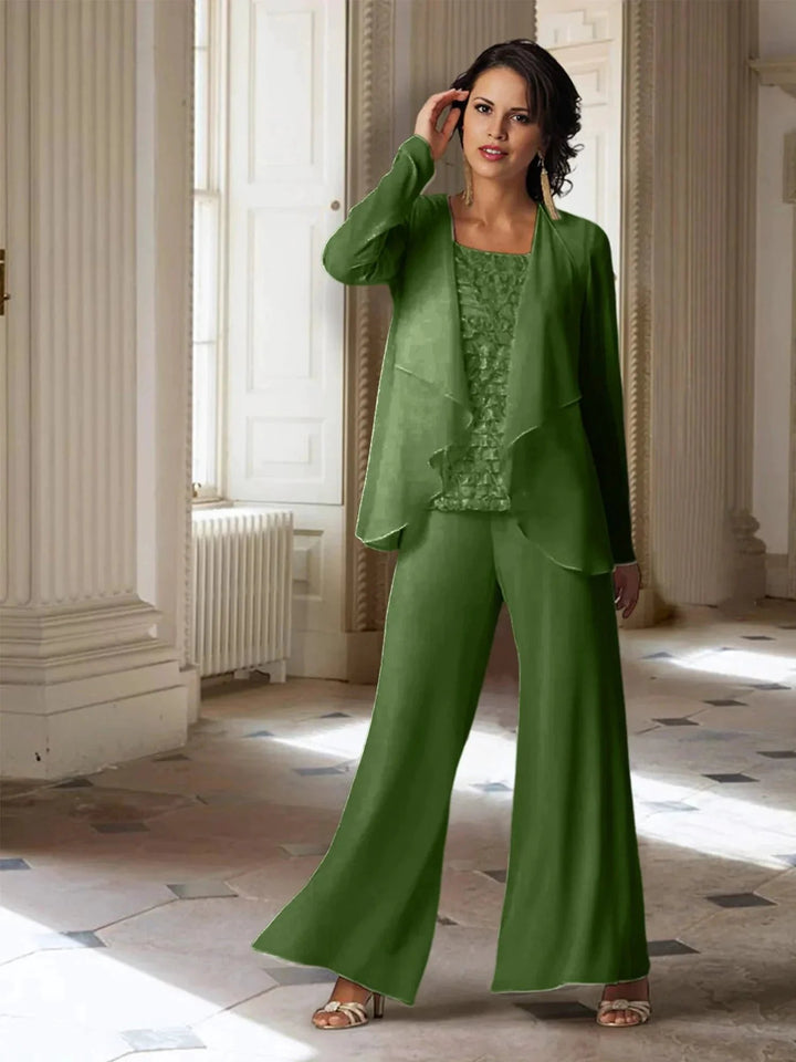 Chiffon Long Sleeves Mother of the Bride Pantsuits with Jacket by Dreamylily
