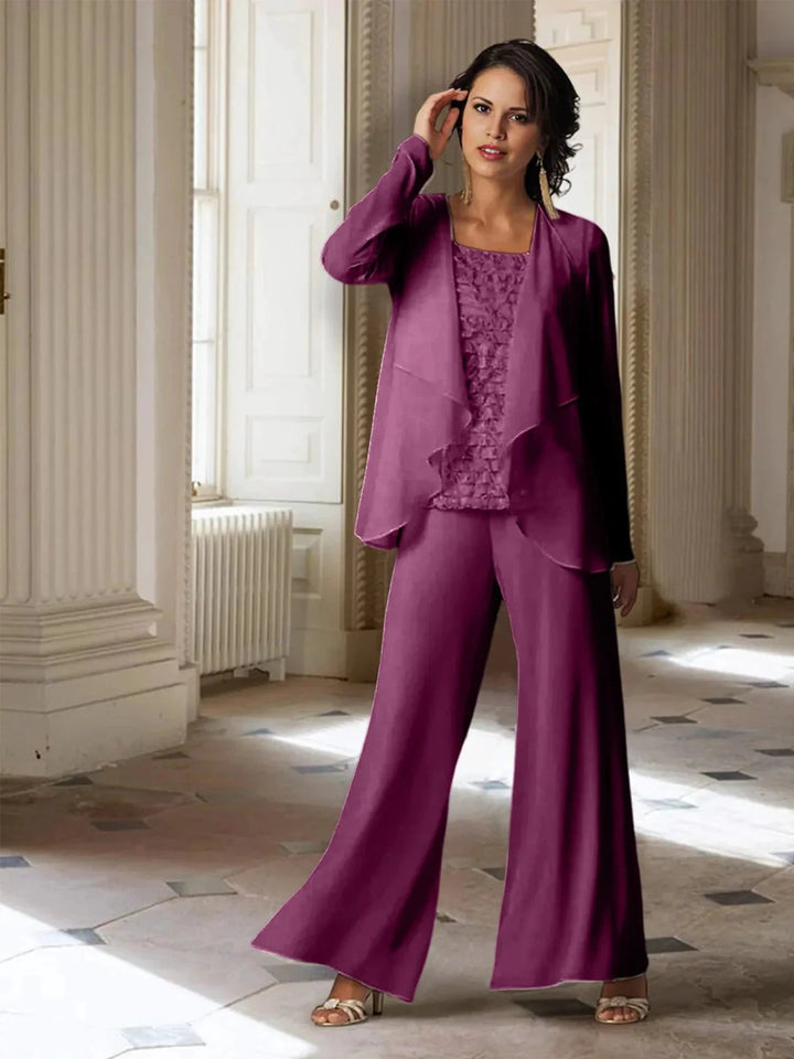 Chiffon Long Sleeves Mother of the Bride Pantsuits with Jacket by Dreamylily