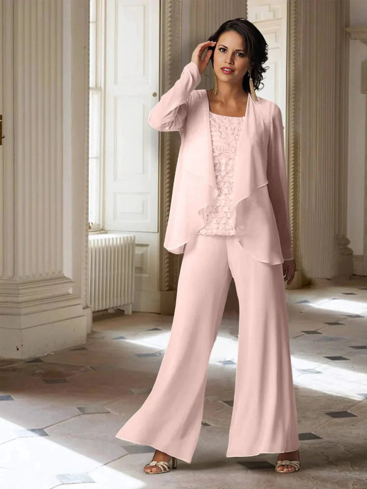 Chiffon Long Sleeves Mother of the Bride Pantsuits with Jacket by Dreamylily