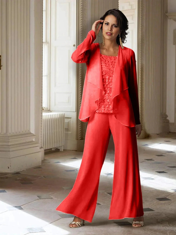 Chiffon Long Sleeves Mother of the Bride Pantsuits with Jacket by Dreamylily