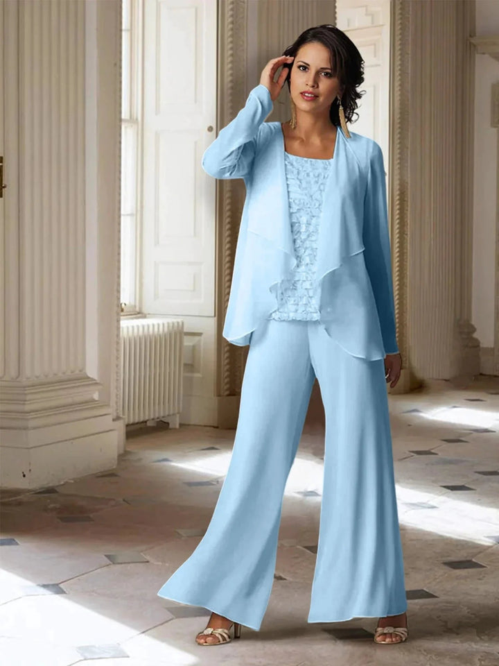 Chiffon Long Sleeves Mother of the Bride Pantsuits with Jacket by Dreamylily