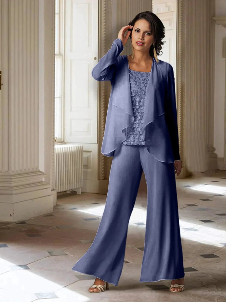 Chiffon Long Sleeves Mother of the Bride Pantsuits with Jacket by Dreamylily