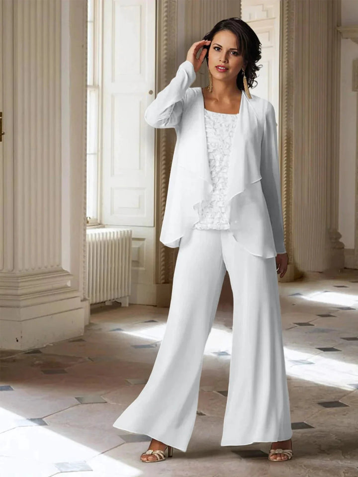 Chiffon Long Sleeves Mother of the Bride Pantsuits with Jacket by Dreamylily