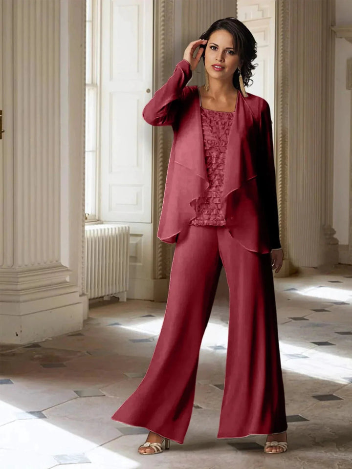 Chiffon Long Sleeves Mother of the Bride Pantsuits with Jacket by Dreamylily