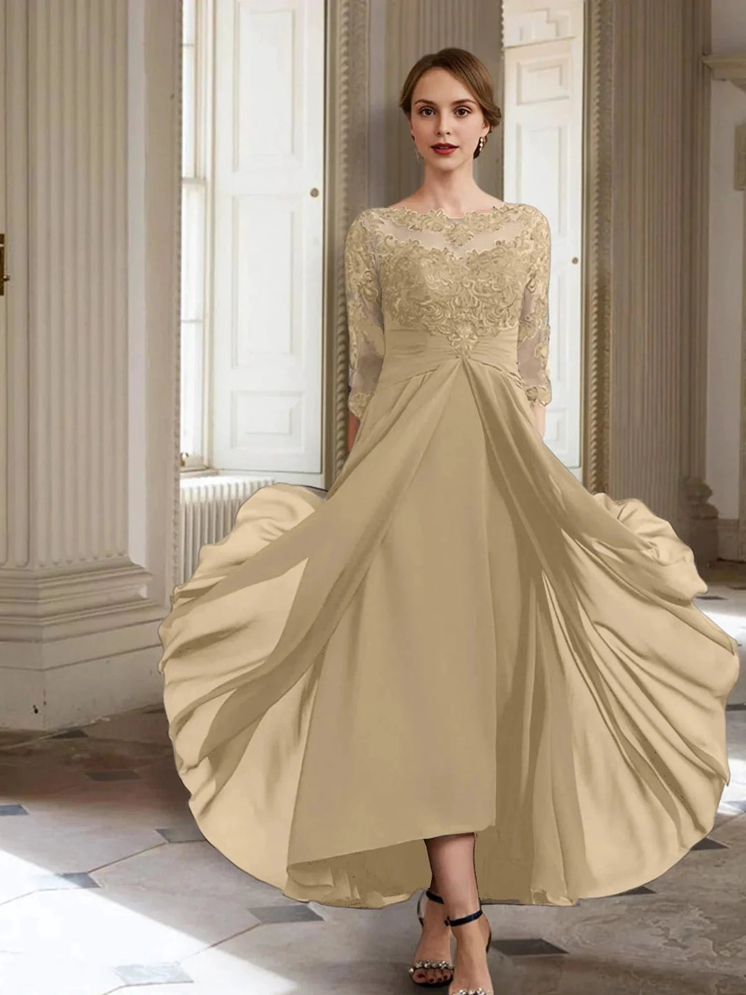 A-Line/Princess Long Sleeves Mother of the Bride Dresses with Applique by Dreamylily