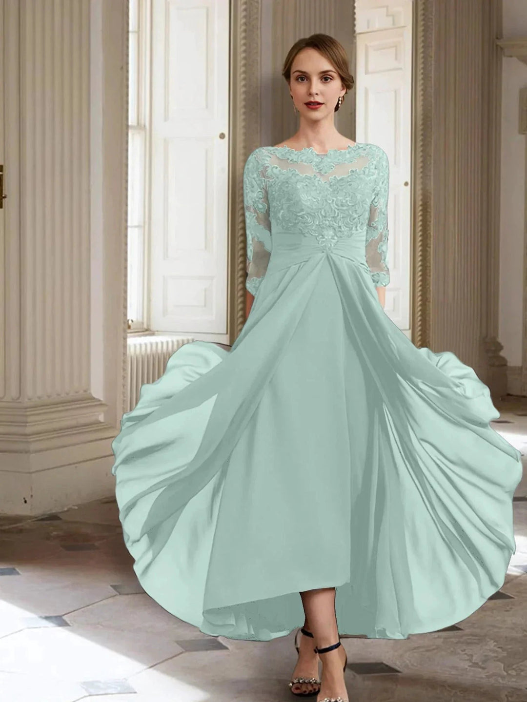 A-Line/Princess Long Sleeves Mother of the Bride Dresses with Applique by Dreamylily
