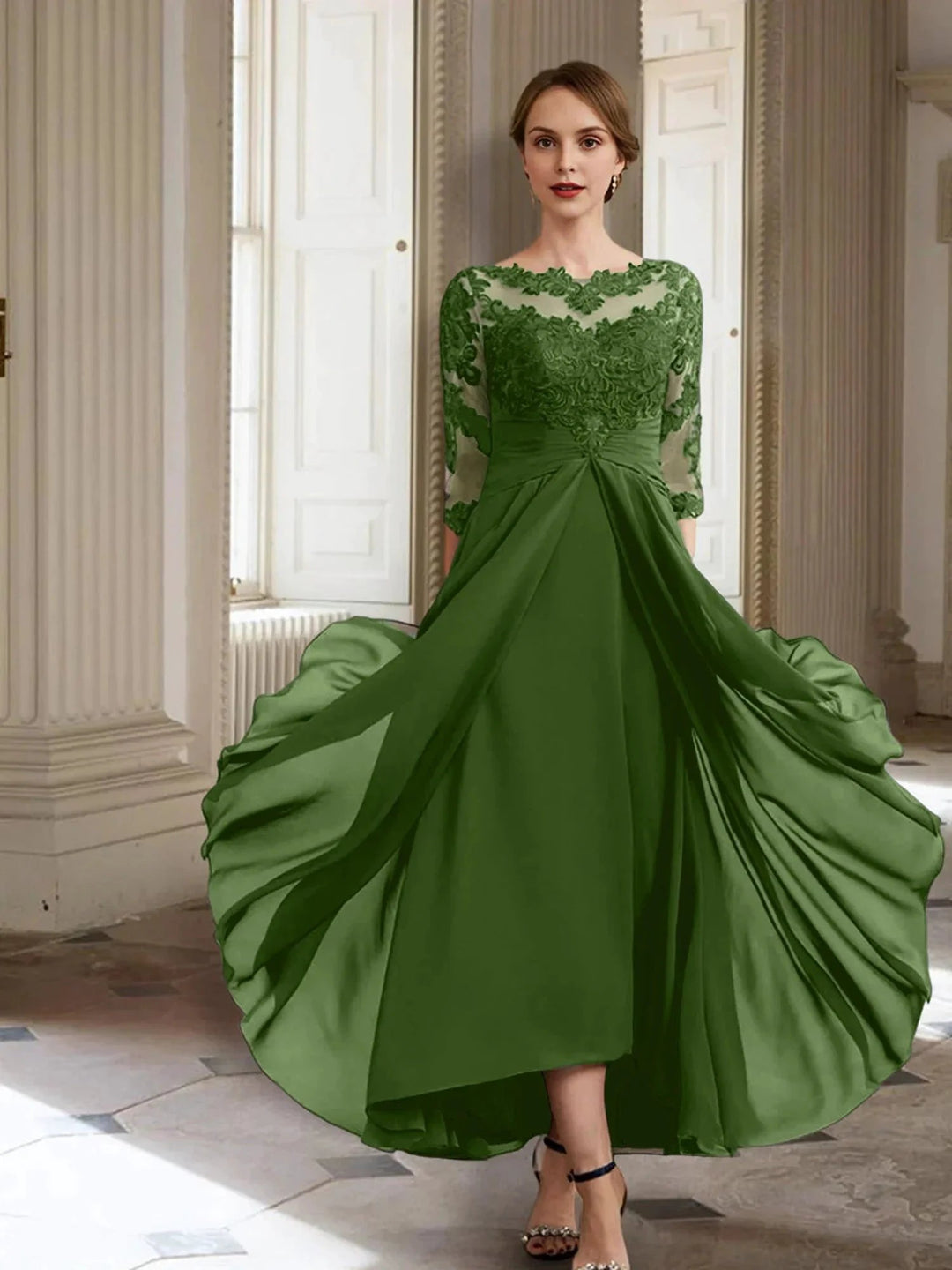 A-Line/Princess Long Sleeves Mother of the Bride Dresses with Applique by Dreamylily