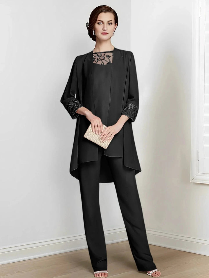 Chiffon Long Sleeves Mother Of The Bride Pantsuits With Jacket by Dreamylily