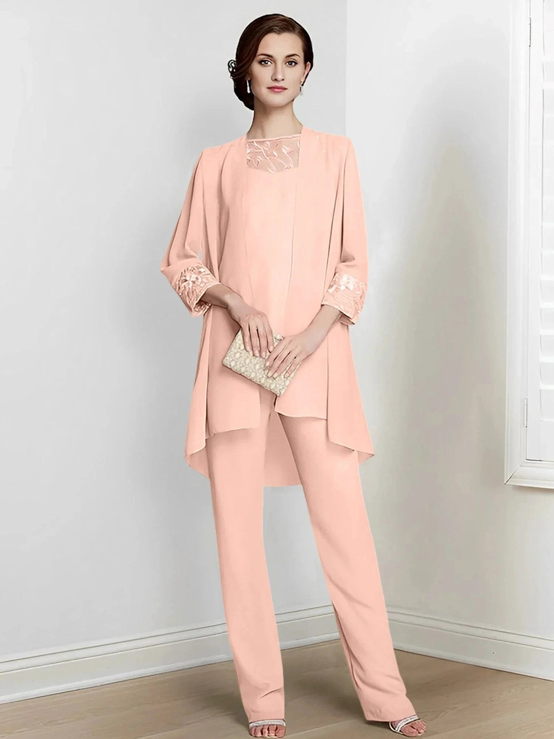 Chiffon Long Sleeves Mother Of The Bride Pantsuits With Jacket by Dreamylily