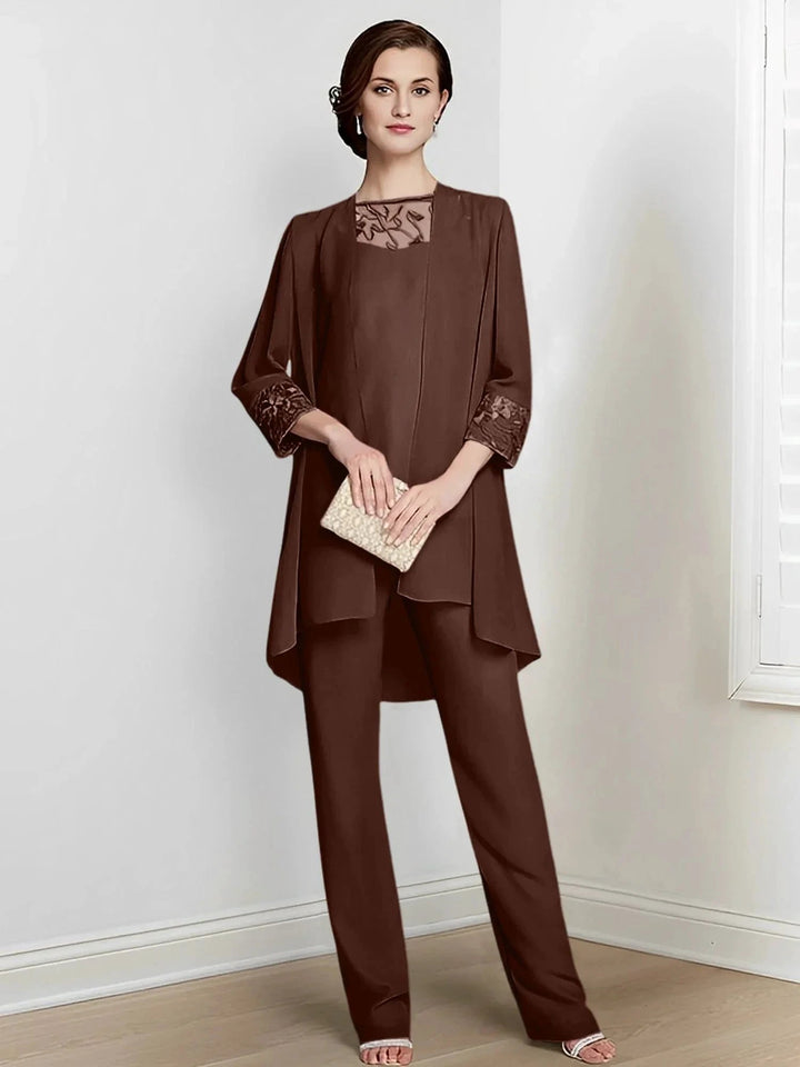Chiffon Long Sleeves Mother Of The Bride Pantsuits With Jacket by Dreamylily