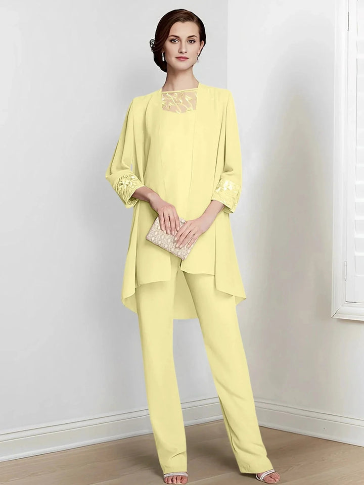 Chiffon Long Sleeves Mother Of The Bride Pantsuits With Jacket by Dreamylily
