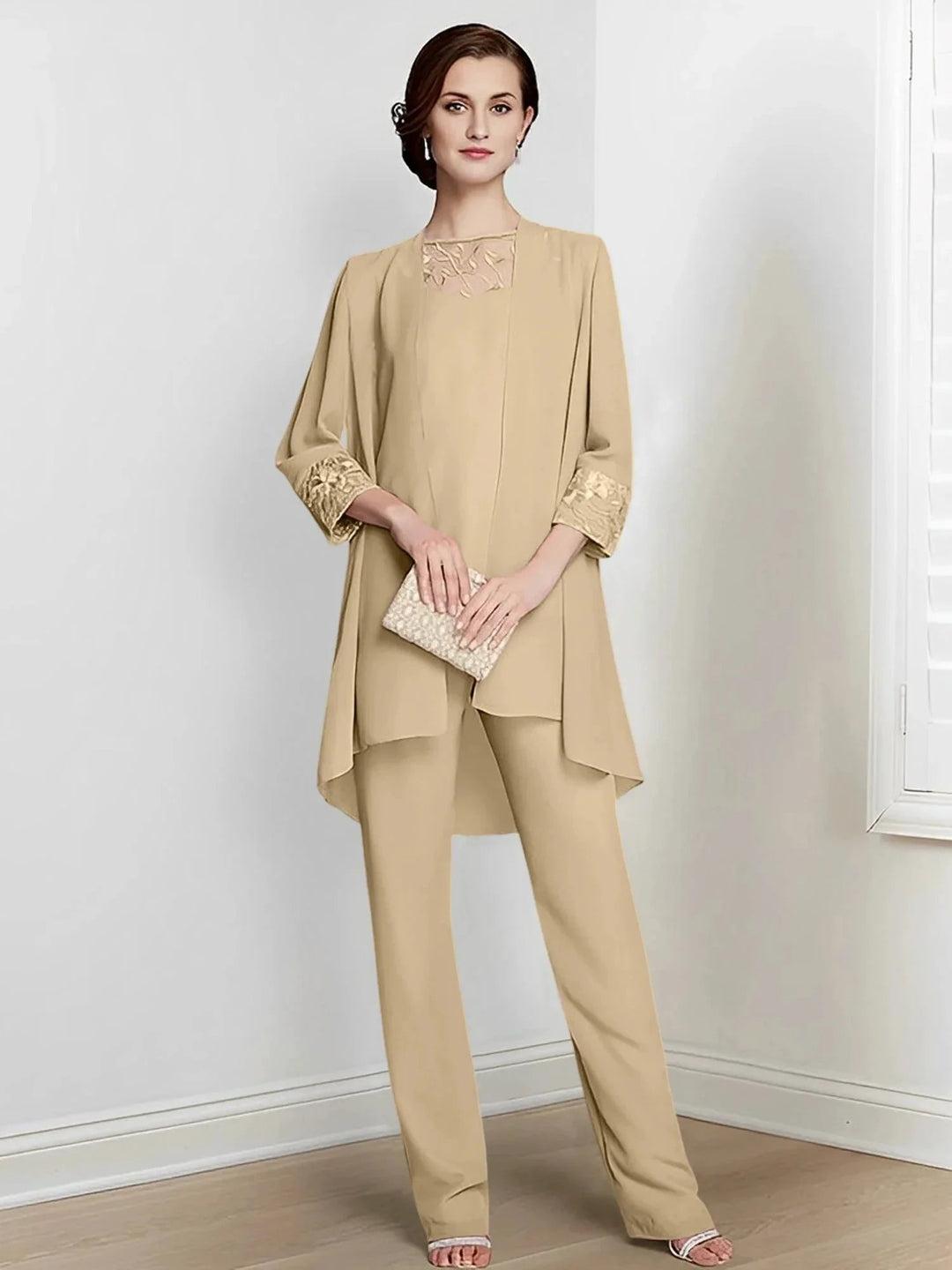 Chiffon Long Sleeves Mother Of The Bride Pantsuits With Jacket by Dreamylily