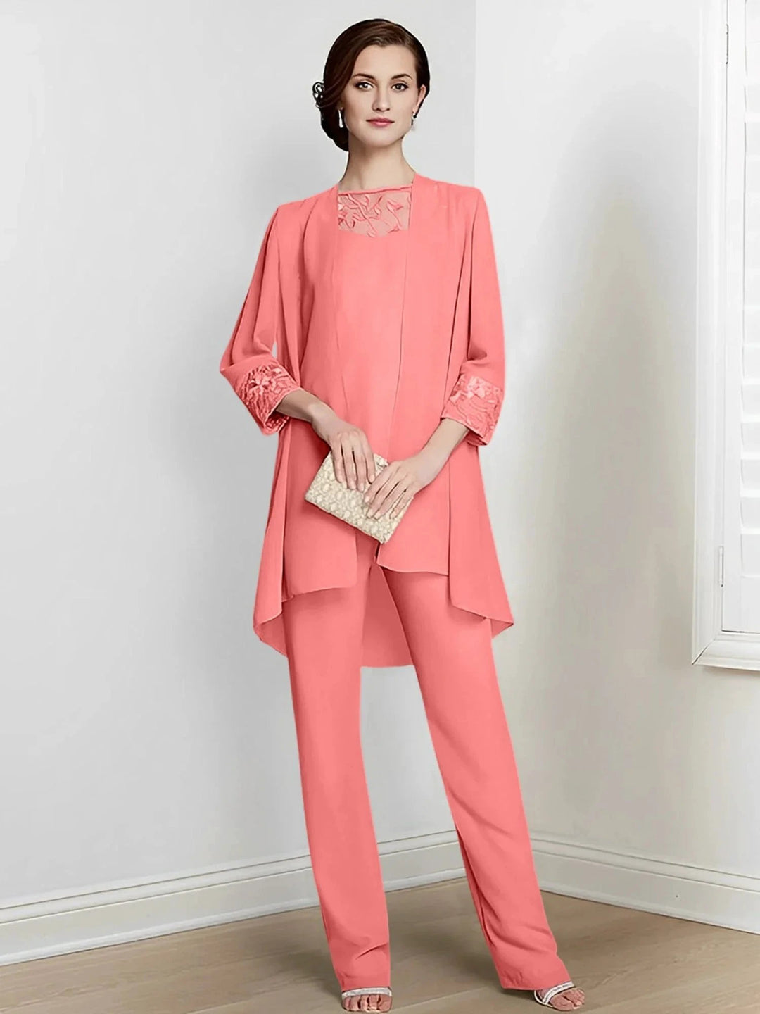 Chiffon Long Sleeves Mother Of The Bride Pantsuits With Jacket by Dreamylily