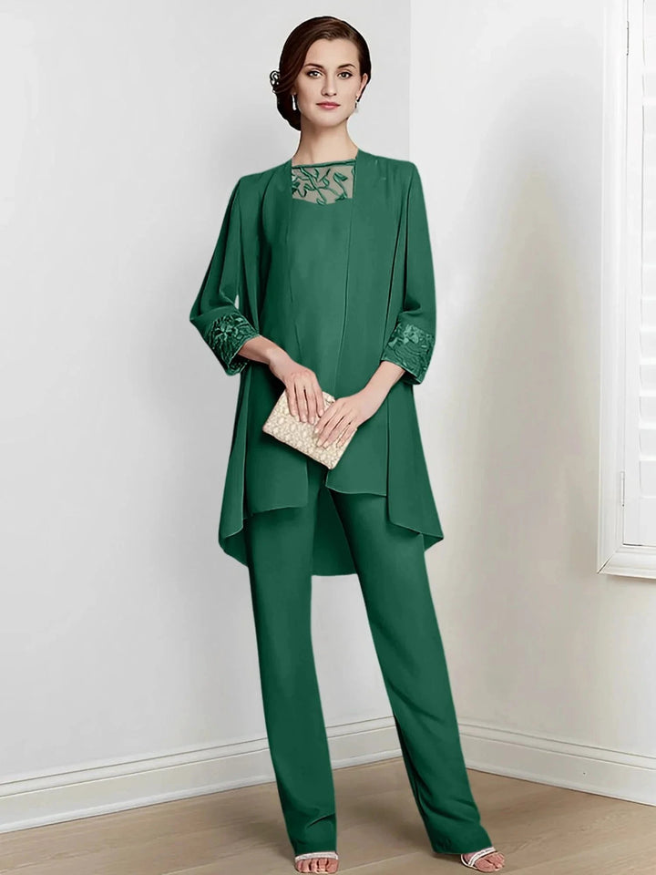 Chiffon Long Sleeves Mother Of The Bride Pantsuits With Jacket by Dreamylily