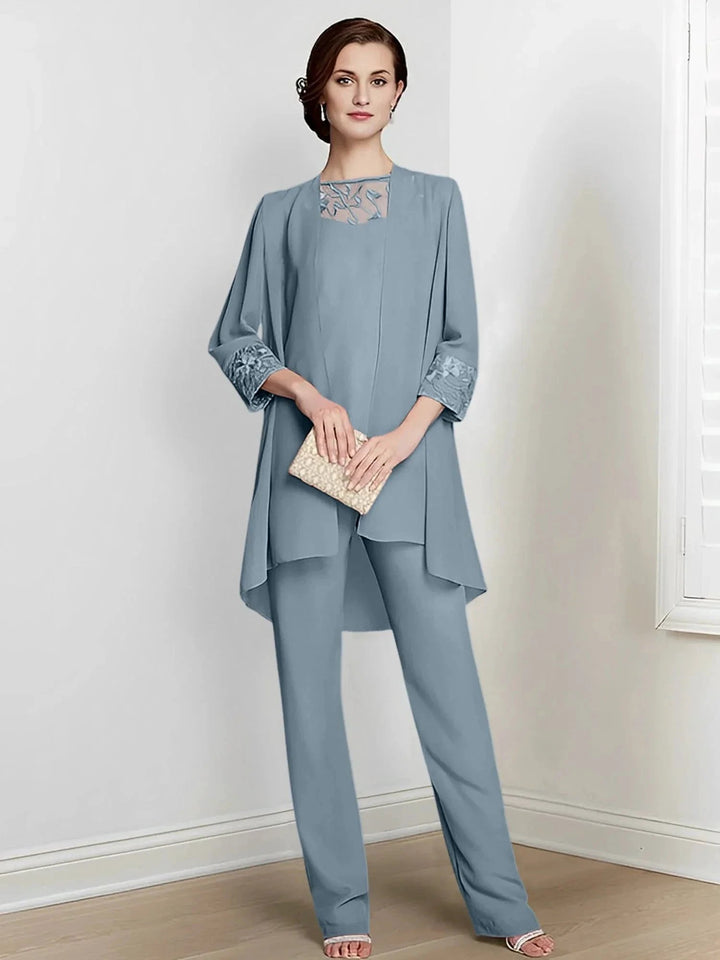 Chiffon Long Sleeves Mother Of The Bride Pantsuits With Jacket by Dreamylily