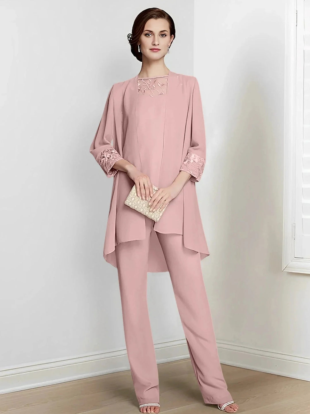 Chiffon Long Sleeves Mother Of The Bride Pantsuits With Jacket by Dreamylily