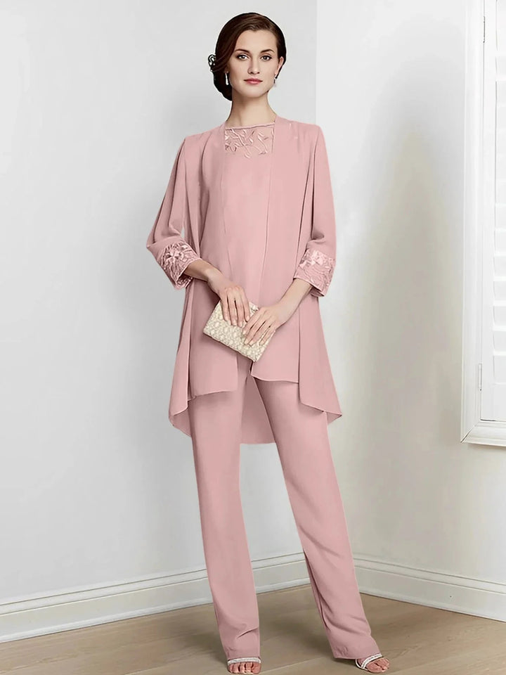 Chiffon Long Sleeves Mother Of The Bride Pantsuits With Jacket by Dreamylily