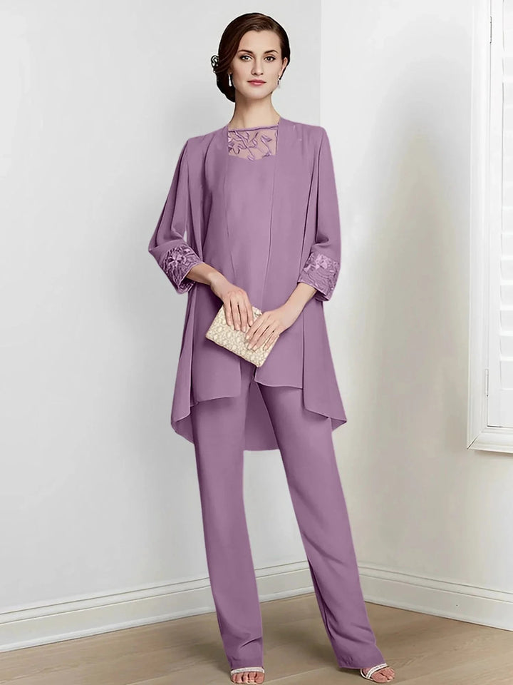 Chiffon Long Sleeves Mother Of The Bride Pantsuits With Jacket by Dreamylily