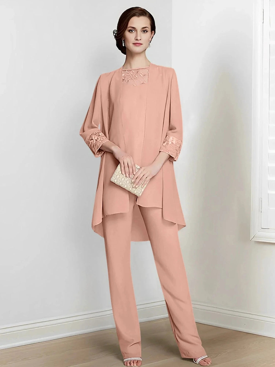 Chiffon Long Sleeves Mother Of The Bride Pantsuits With Jacket by Dreamylily