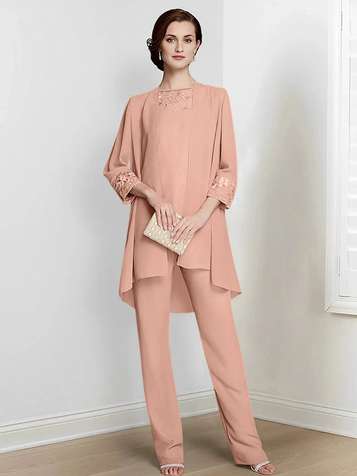 Chiffon Long Sleeves Mother Of The Bride Pantsuits With Jacket by Dreamylily