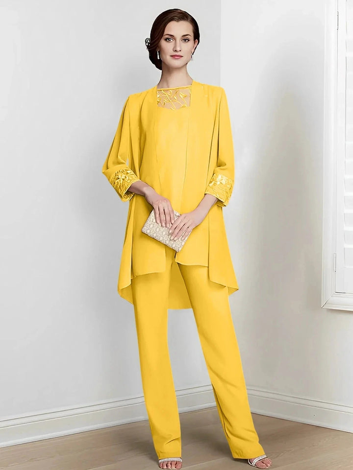 Chiffon Long Sleeves Mother Of The Bride Pantsuits With Jacket by Dreamylily