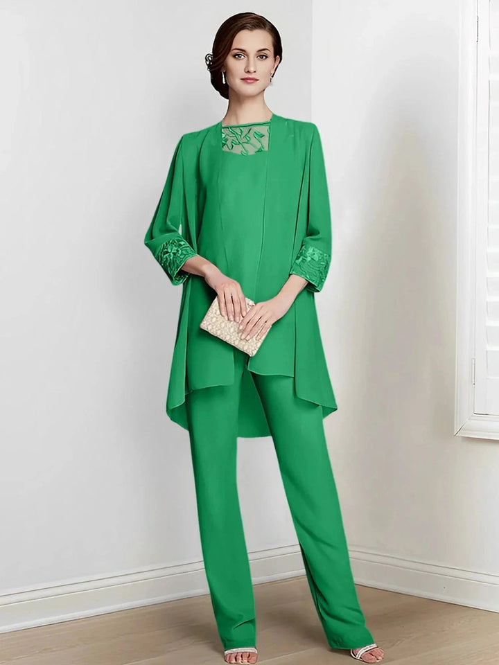 Chiffon Long Sleeves Mother Of The Bride Pantsuits With Jacket by Dreamylily