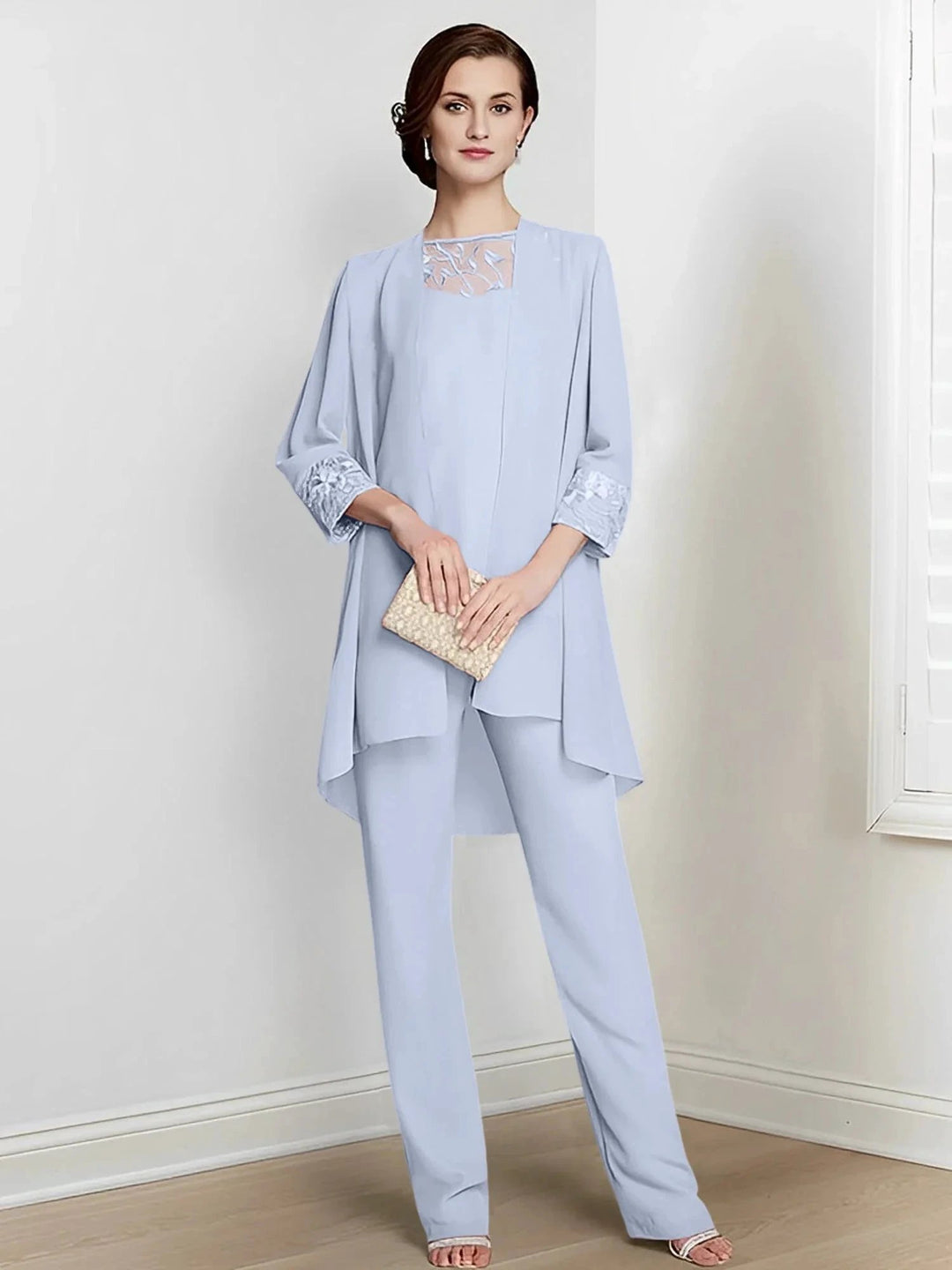 Chiffon Long Sleeves Mother Of The Bride Pantsuits With Jacket by Dreamylily