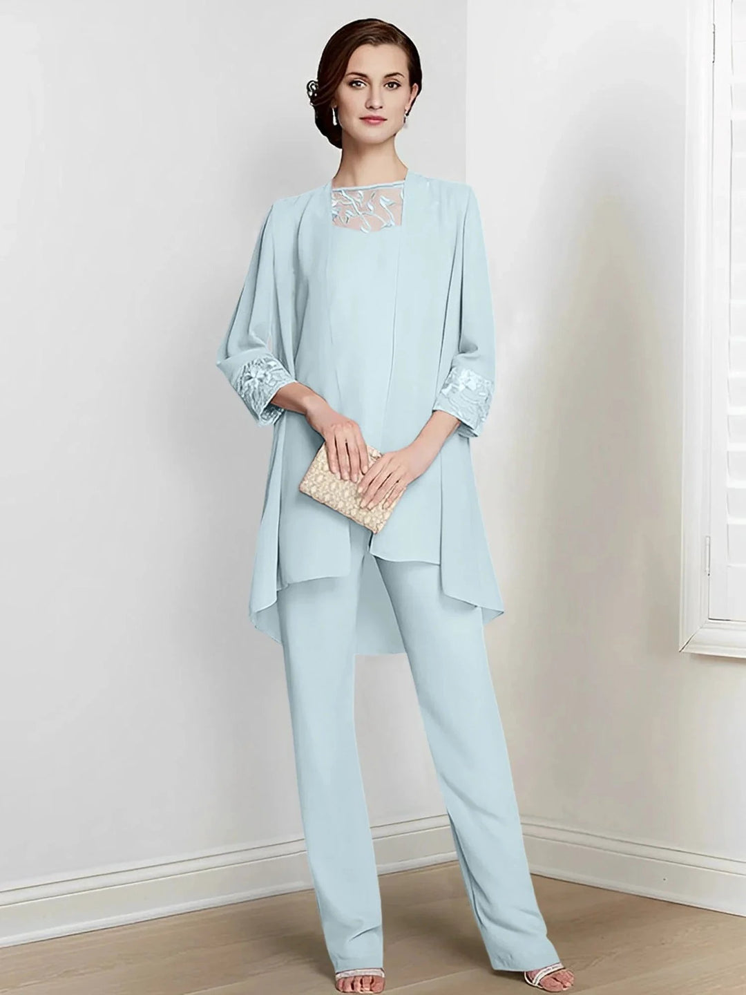 Chiffon Long Sleeves Mother Of The Bride Pantsuits With Jacket by Dreamylily