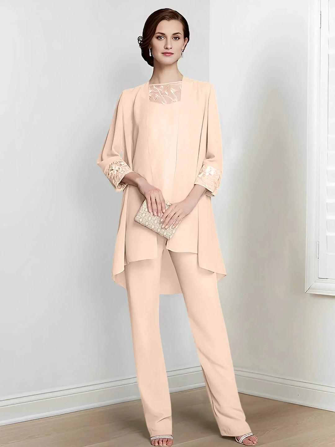 Chiffon Long Sleeves Mother Of The Bride Pantsuits With Jacket by Dreamylily
