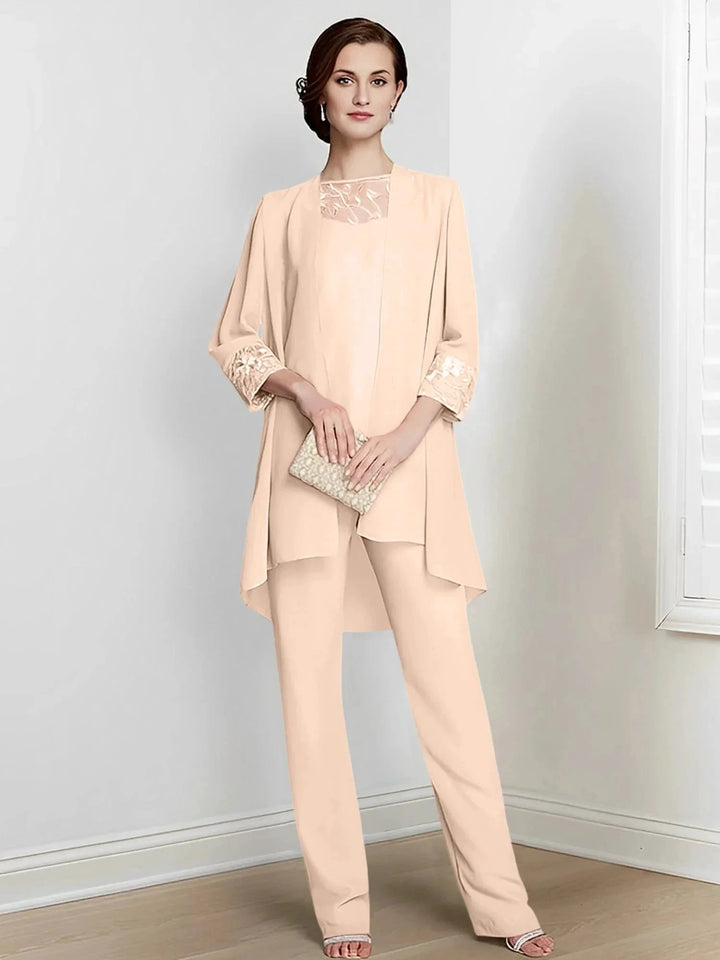 Chiffon Long Sleeves Mother Of The Bride Pantsuits With Jacket by Dreamylily