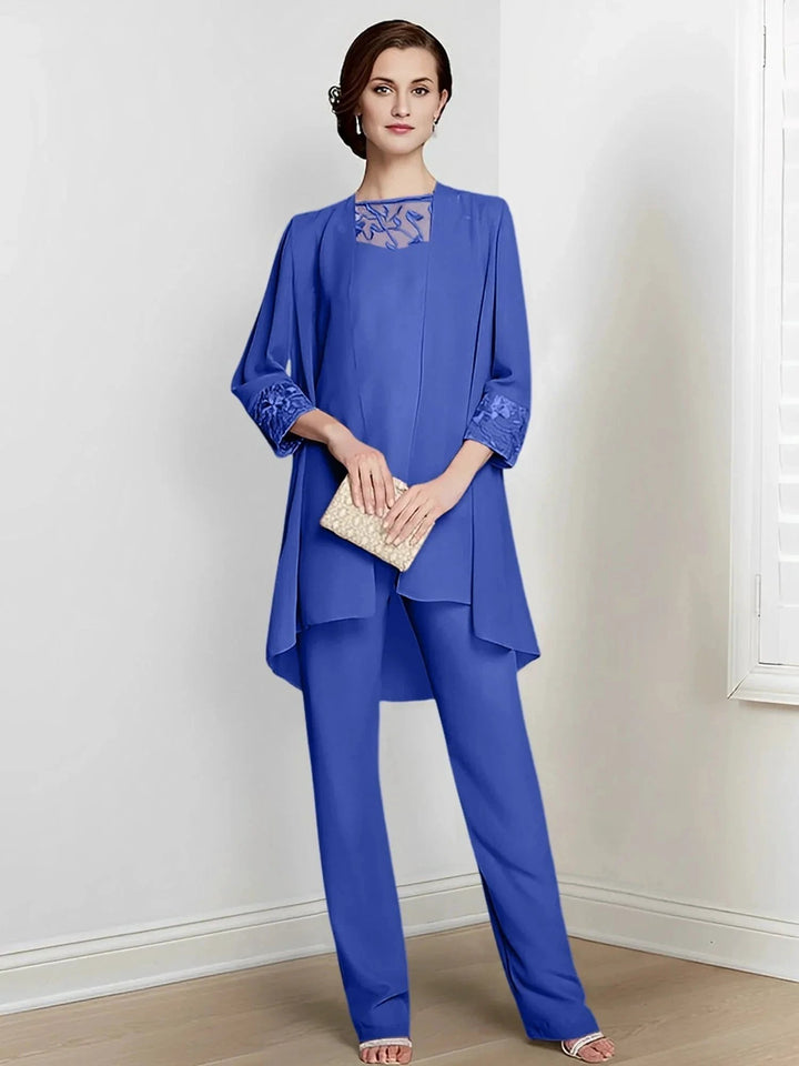 Chiffon Long Sleeves Mother Of The Bride Pantsuits With Jacket by Dreamylily