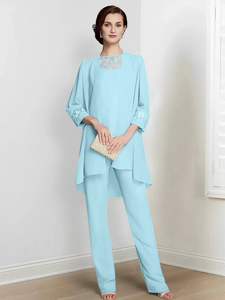Chiffon Long Sleeves Mother Of The Bride Pantsuits With Jacket by Dreamylily