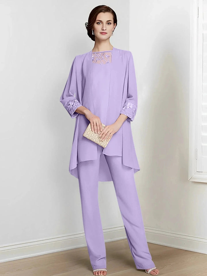 Chiffon Long Sleeves Mother Of The Bride Pantsuits With Jacket by Dreamylily