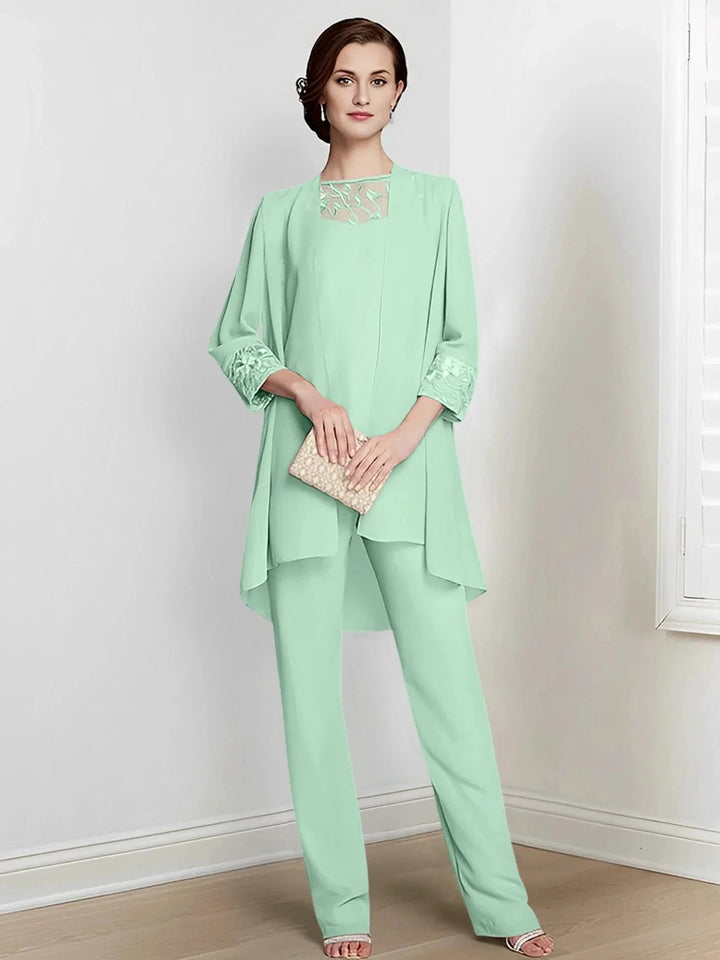 Chiffon Long Sleeves Mother Of The Bride Pantsuits With Jacket by Dreamylily
