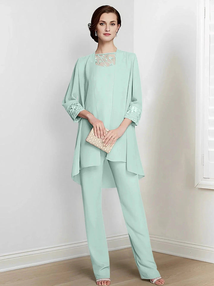 Chiffon Long Sleeves Mother Of The Bride Pantsuits With Jacket by Dreamylily