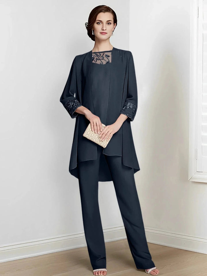 Chiffon Long Sleeves Mother Of The Bride Pantsuits With Jacket by Dreamylily