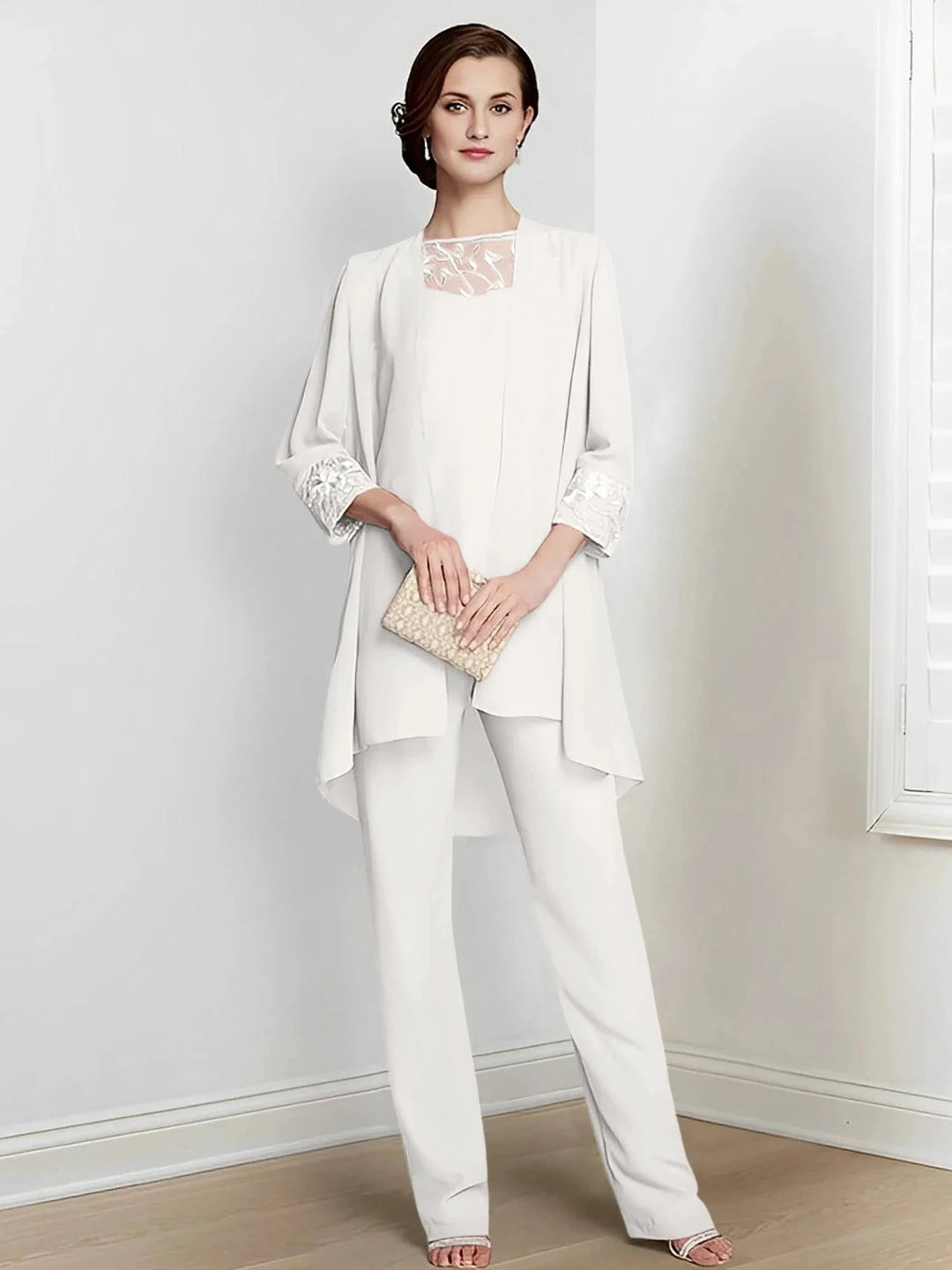 Chiffon Long Sleeves Mother Of The Bride Pantsuits With Jacket by Dreamylily