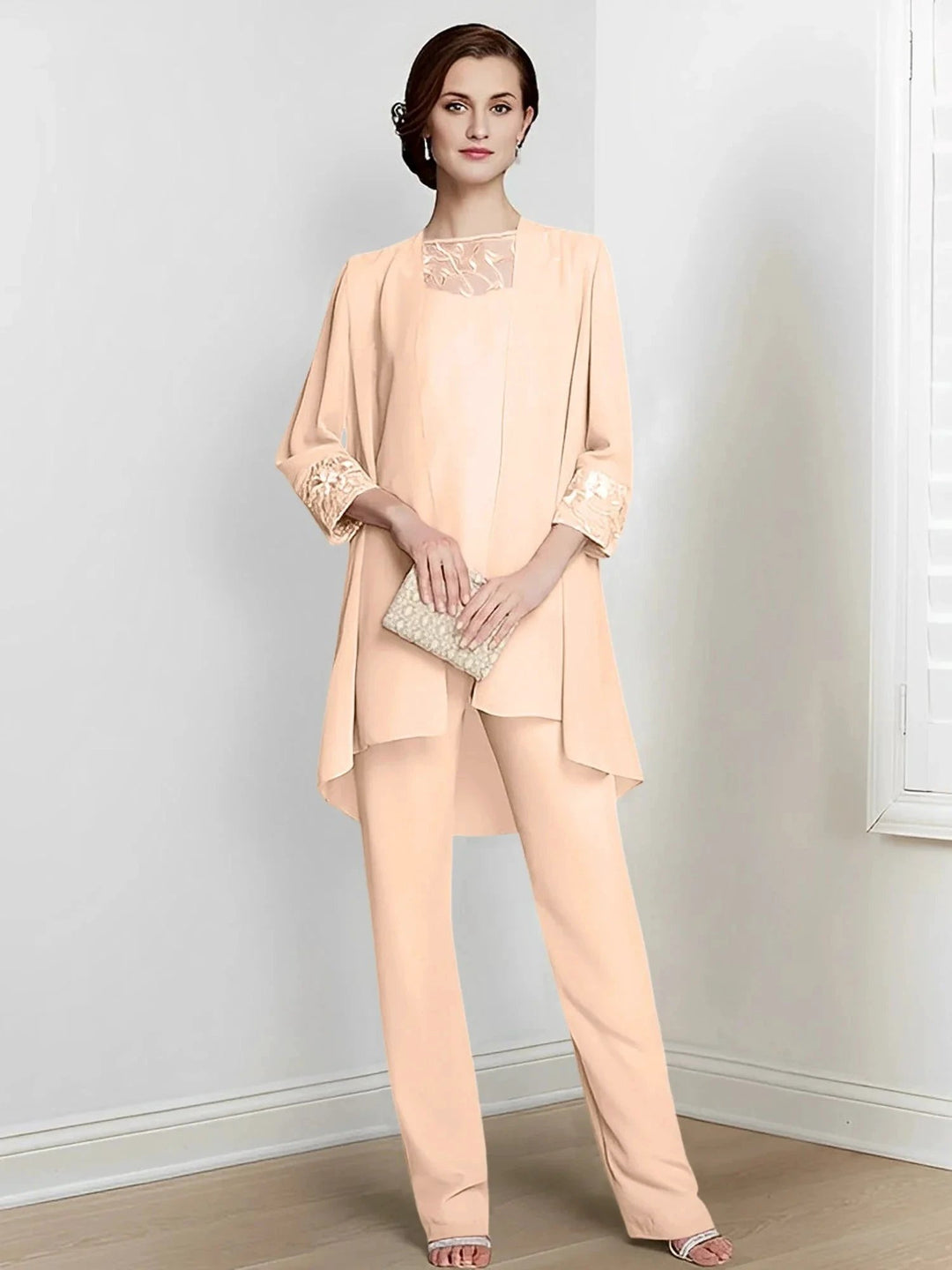 Chiffon Long Sleeves Mother Of The Bride Pantsuits With Jacket by Dreamylily