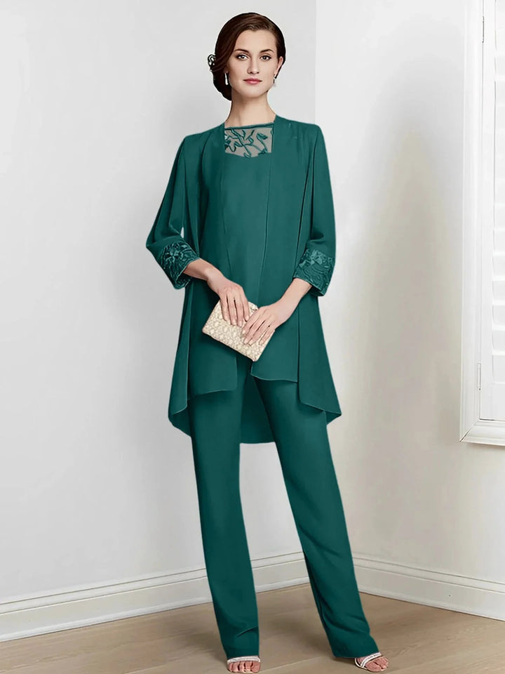 Chiffon Long Sleeves Mother Of The Bride Pantsuits With Jacket by Dreamylily