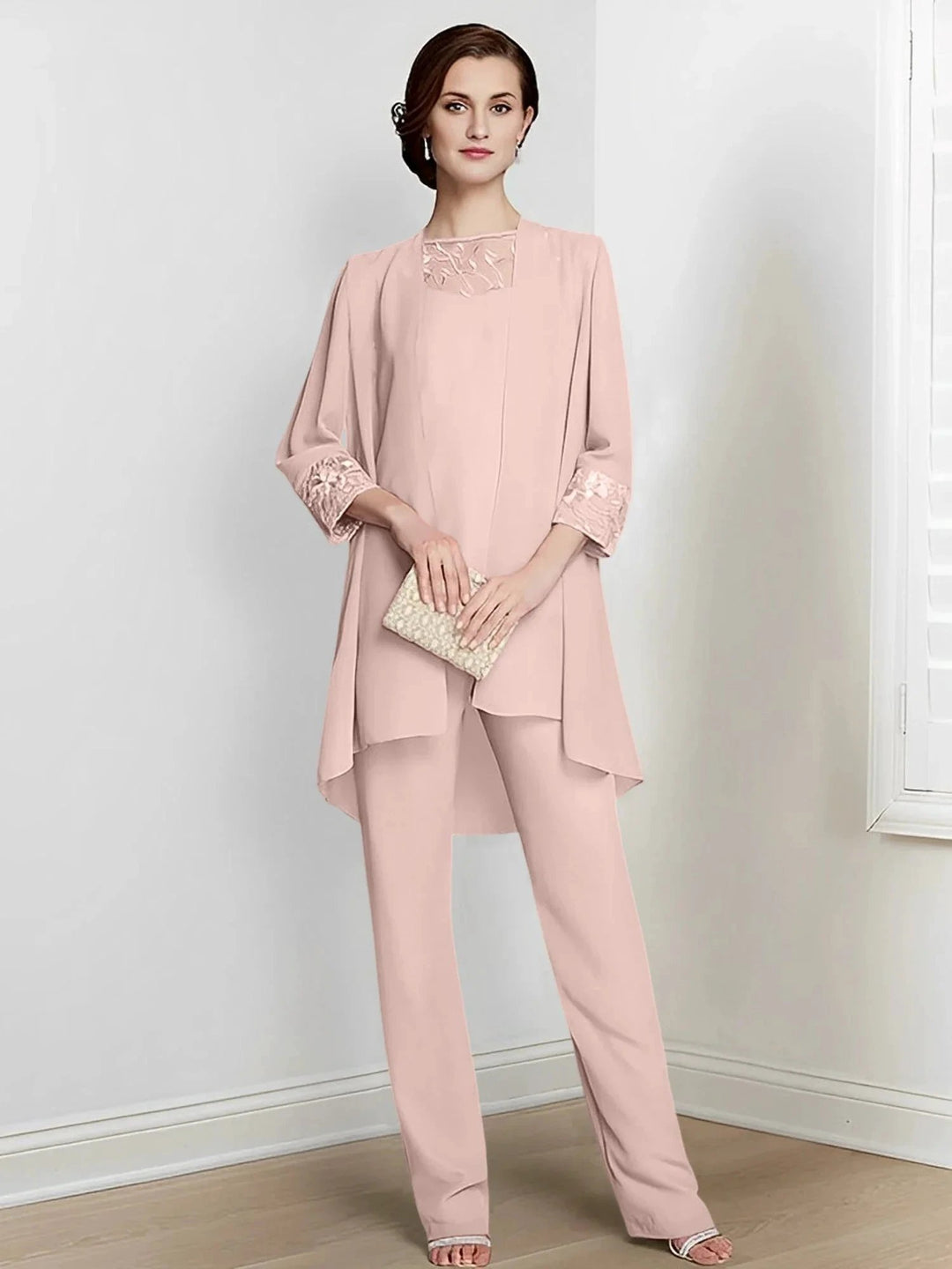 Chiffon Long Sleeves Mother Of The Bride Pantsuits With Jacket by Dreamylily