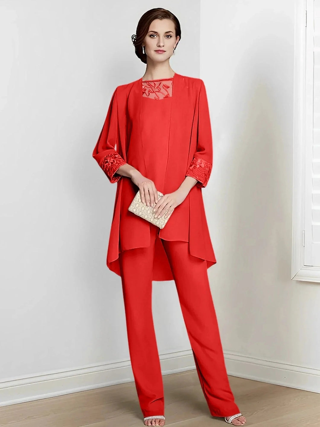 Chiffon Long Sleeves Mother Of The Bride Pantsuits With Jacket by Dreamylily