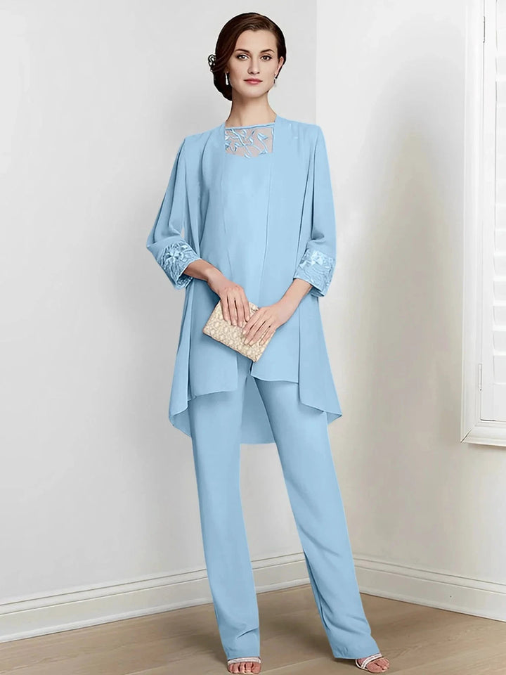 Chiffon Long Sleeves Mother Of The Bride Pantsuits With Jacket by Dreamylily