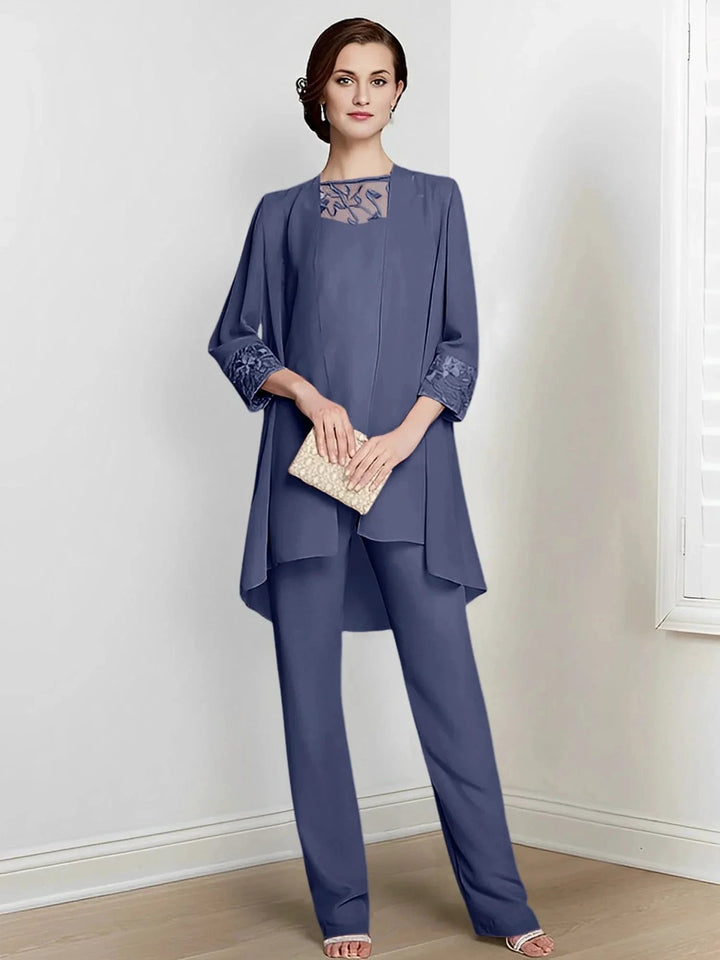 Chiffon Long Sleeves Mother Of The Bride Pantsuits With Jacket by Dreamylily